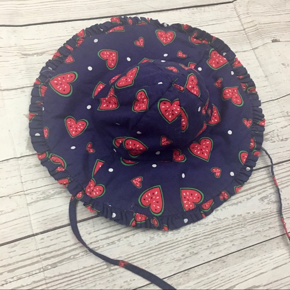 Emma & Elsa Girls Size 5 Dress & Sunhat Watermelon Hearts Ruffles Cotton Summer - Picture 13 of 16